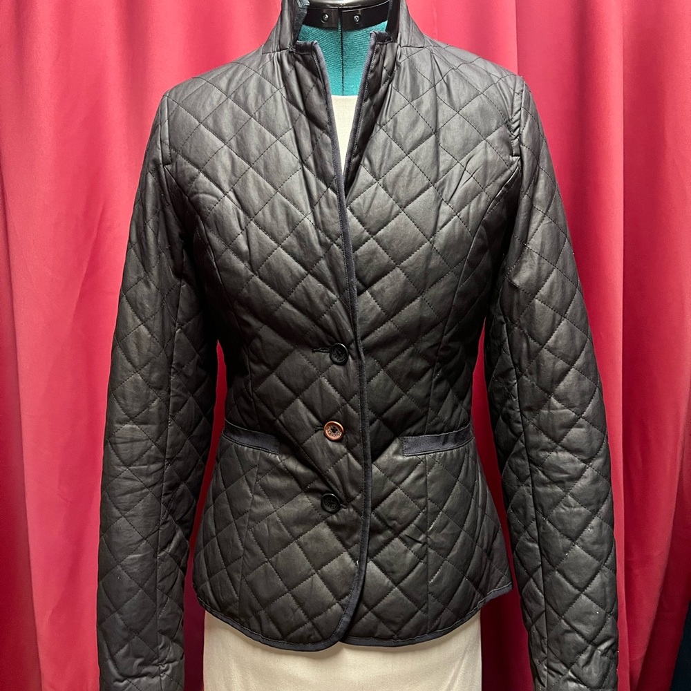 Ted Baker dark olive almost black quilted jacket size UK 1, US 2, like new